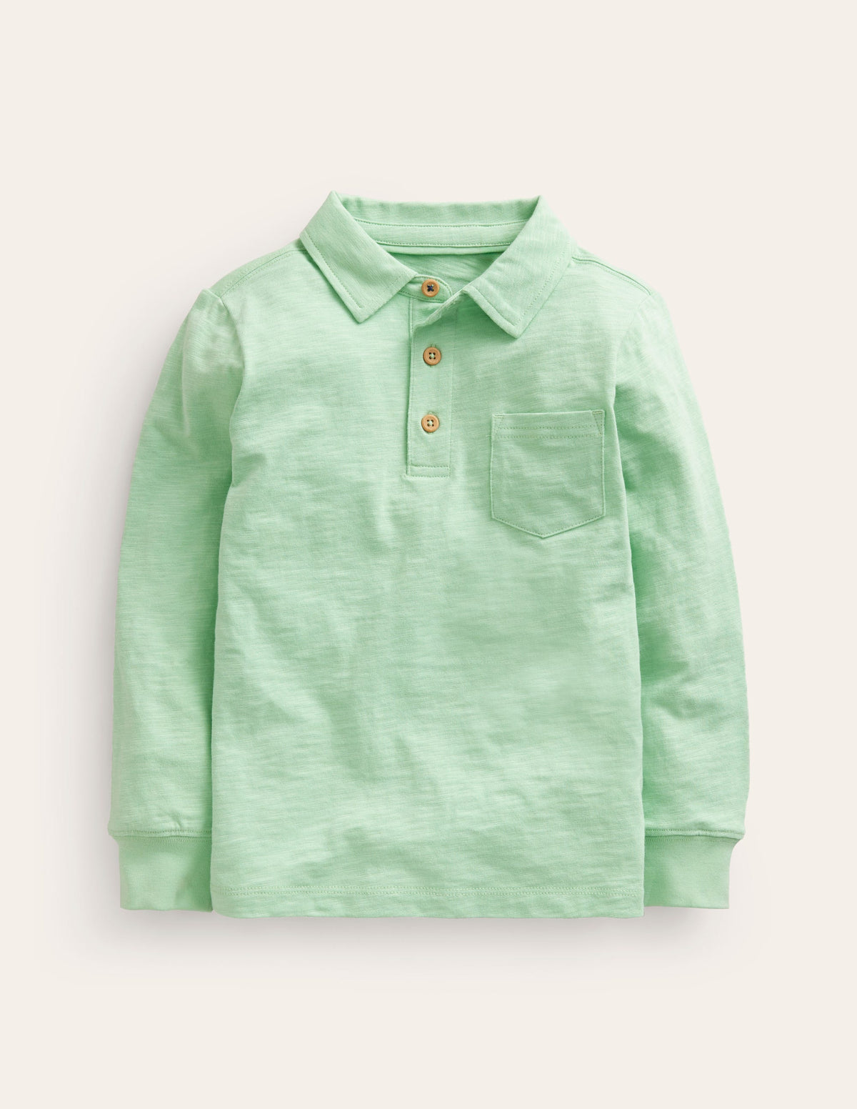 Langärmliges Flammgarn-Poloshirt-Pistaziengrün - Image 1