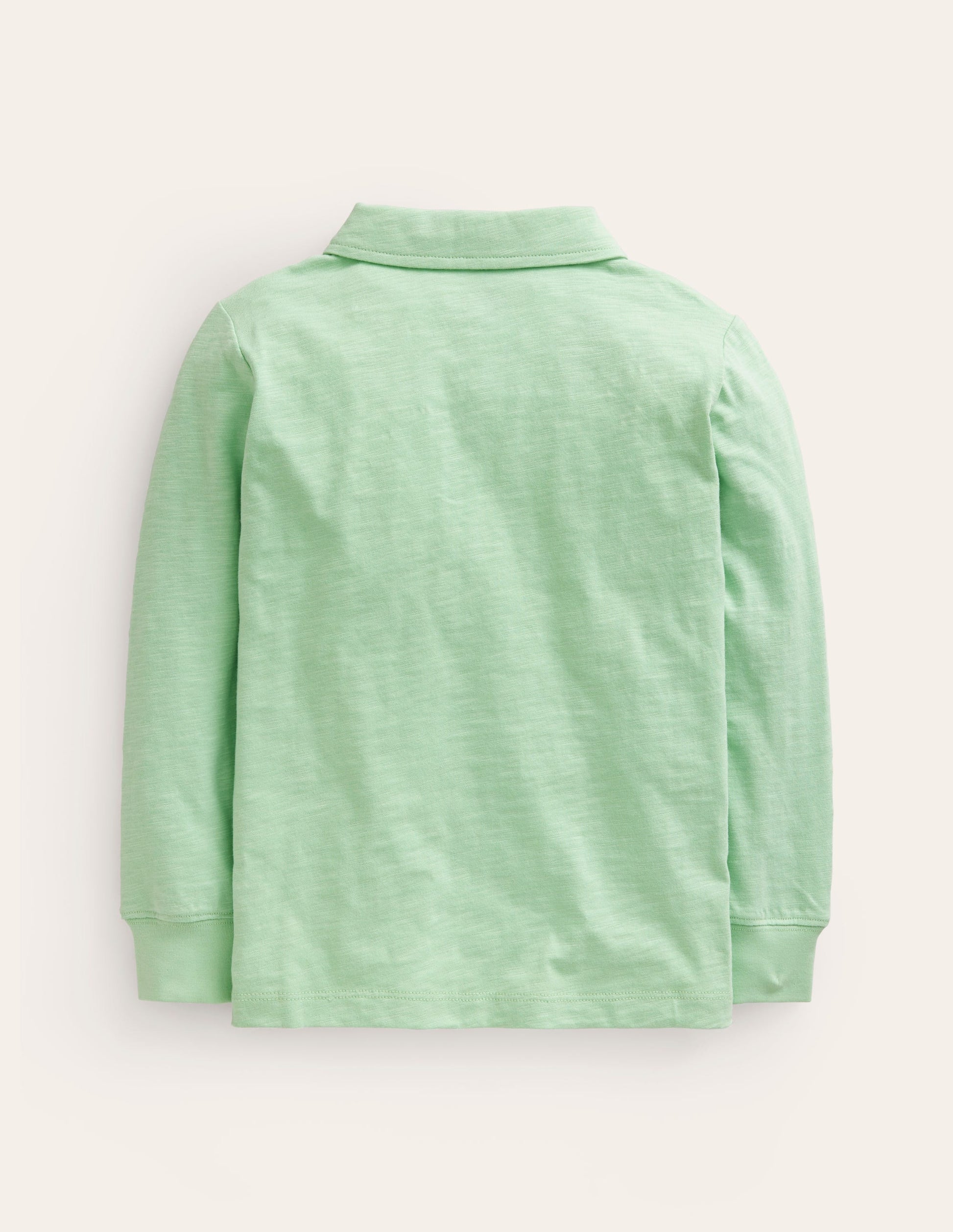 Langärmliges Flammgarn-Poloshirt-Pistaziengrün-2