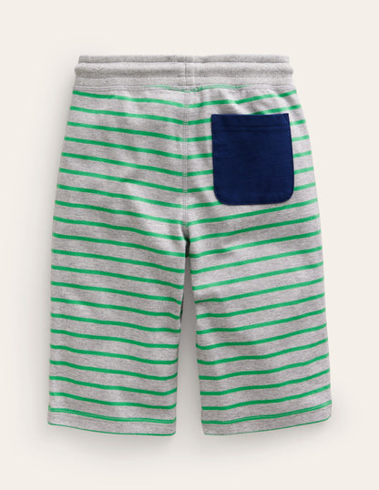 Short baggy en jersey-Vert petit pois/gris chiné-3