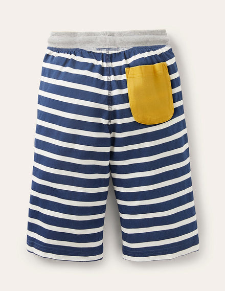 Baggyshorts aus Jersey-Schuluniform-Marineblau und Naturweiß