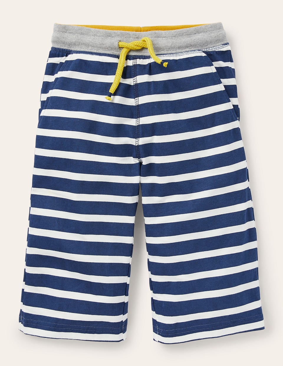 Short baggy en jersey-Bleu marine universitaire et ivoire - Image 1