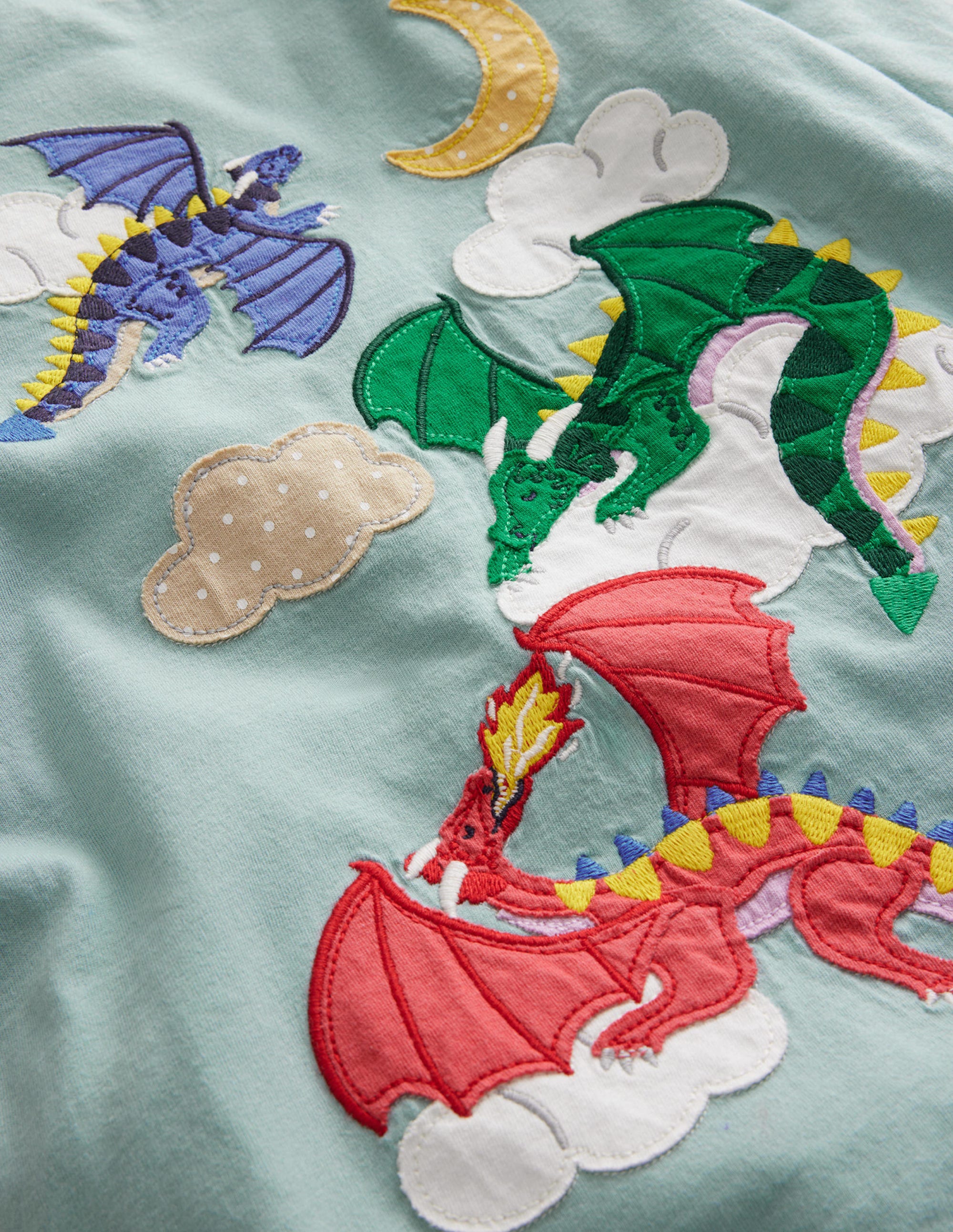 T-Shirt mit Drachen-Applikation-Georgisch-Blau Drachen - Image 3
