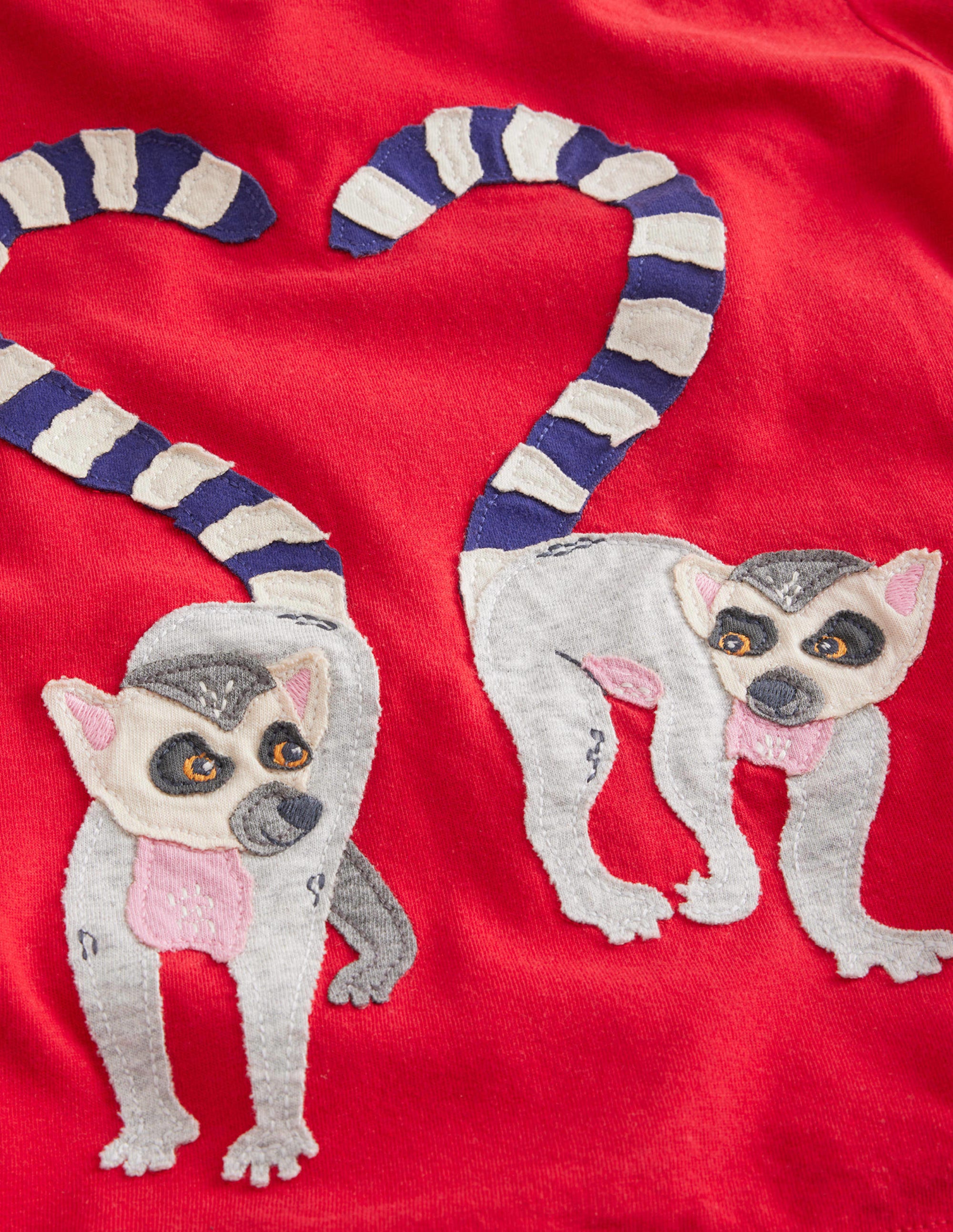 T-shirt à appliqué lémurien-Lémuriens rouge coquelicot - Image 3