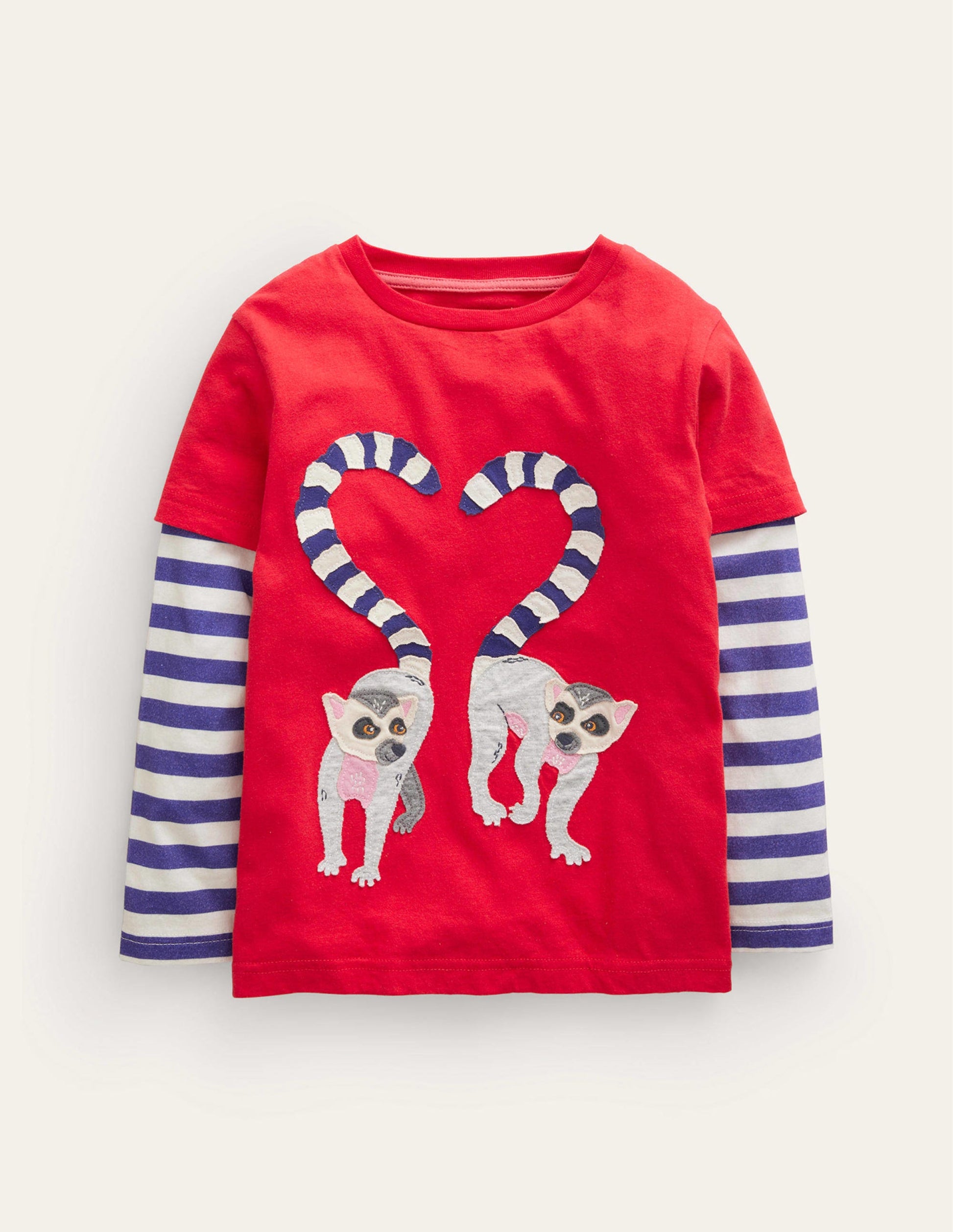 T-shirt à appliqué lémurien-Lémuriens rouge coquelicot-1