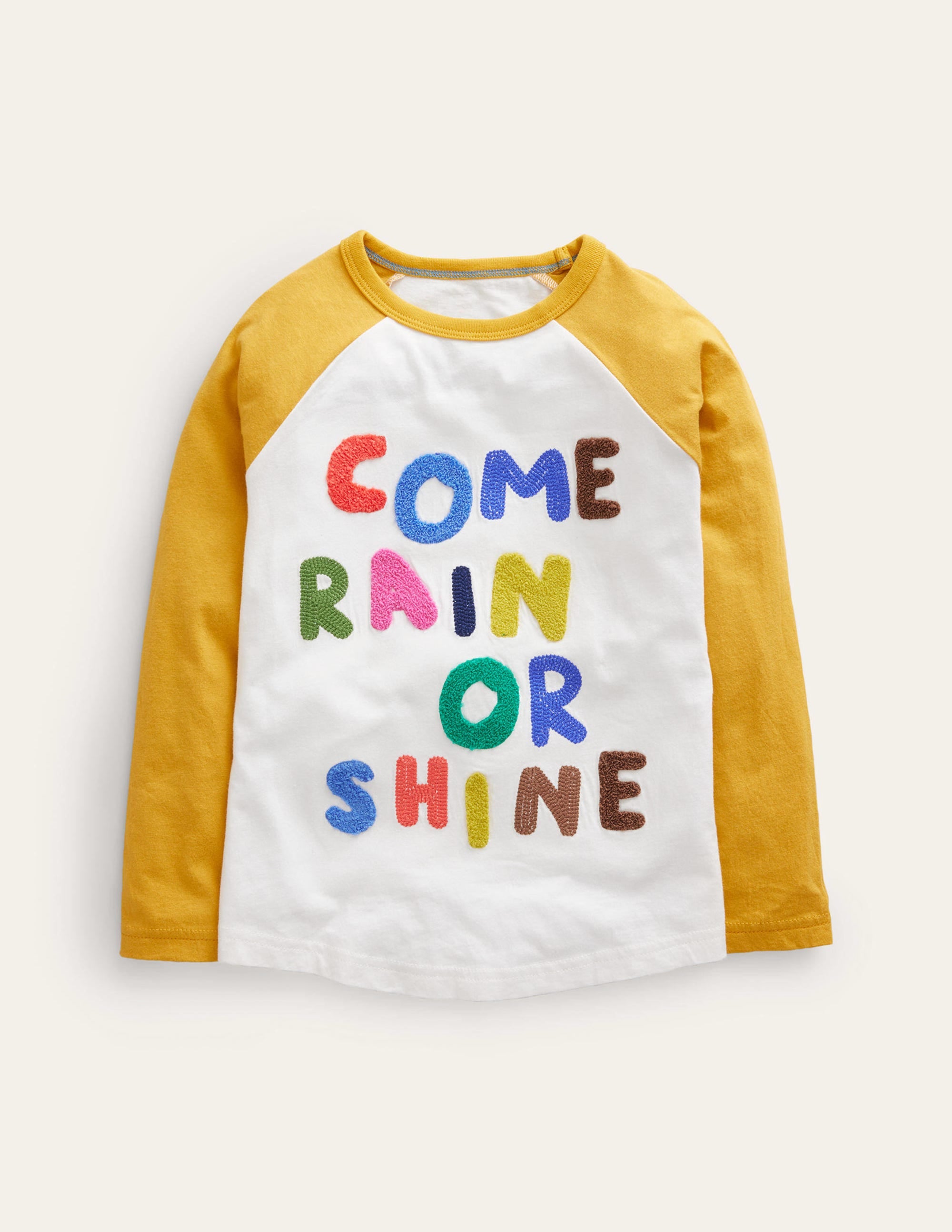 Fröhliches Raglan-T-Shirt-Naturweiß/Stachelbeergelb - Image 1