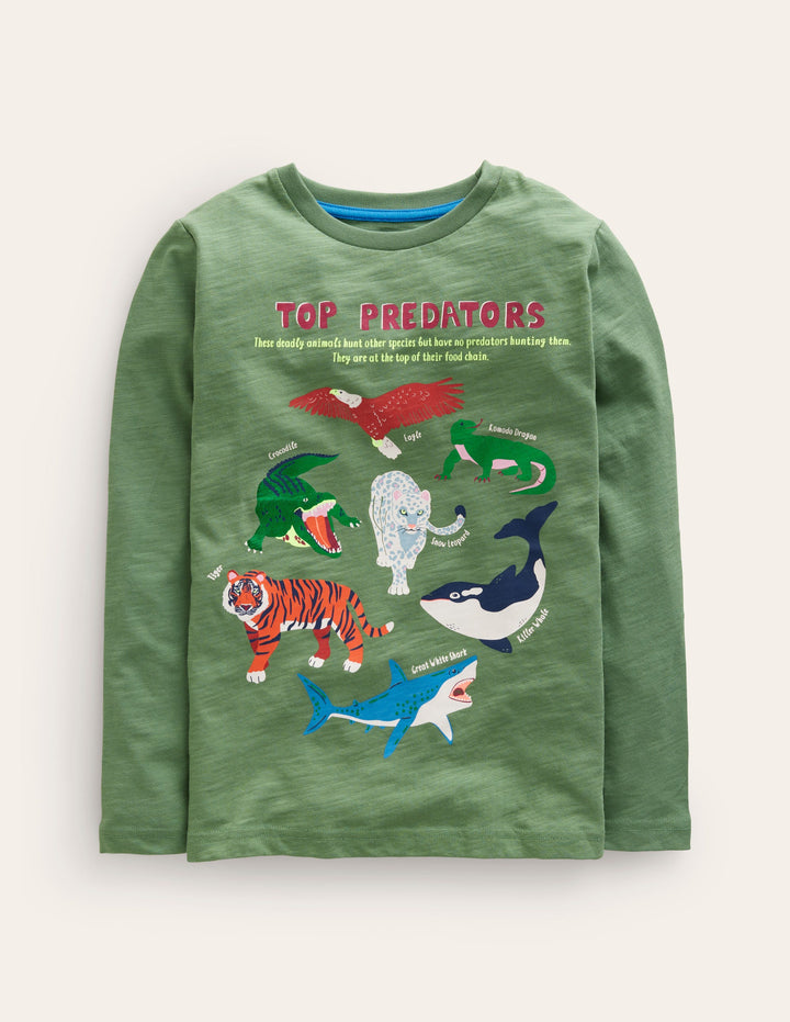 Printed Educational T-shirt-Classic Khaki Animals