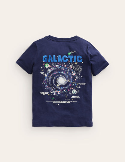 Lässiges T-Shirt mit Motiv-Schuluniform-Marineblau Galaxie