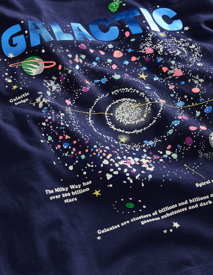 Lässiges T-Shirt mit Motiv-Schuluniform-Marineblau Galaxie