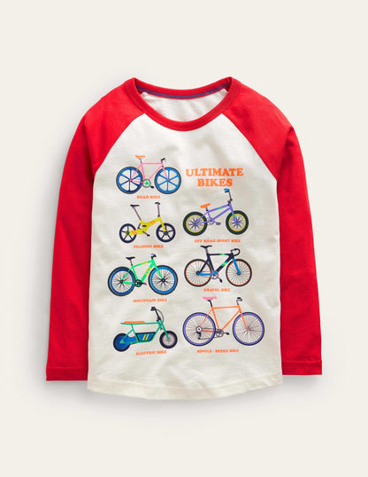 Bedrucktes T-Shirt mit Fahrrädern-Marmeladenrot Fahrräder-1