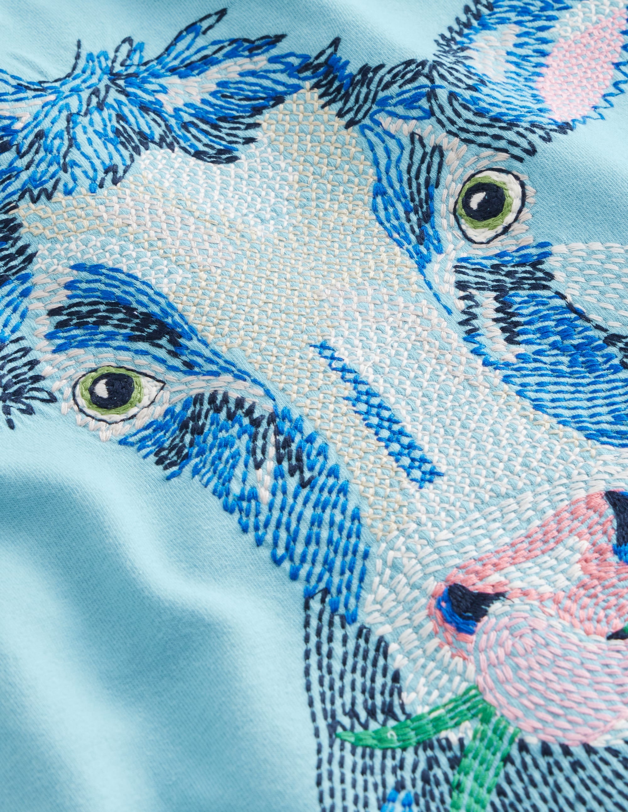 T-shirt animal à super surpiqûres-Vache bleu pied-d’alouette - Image 3