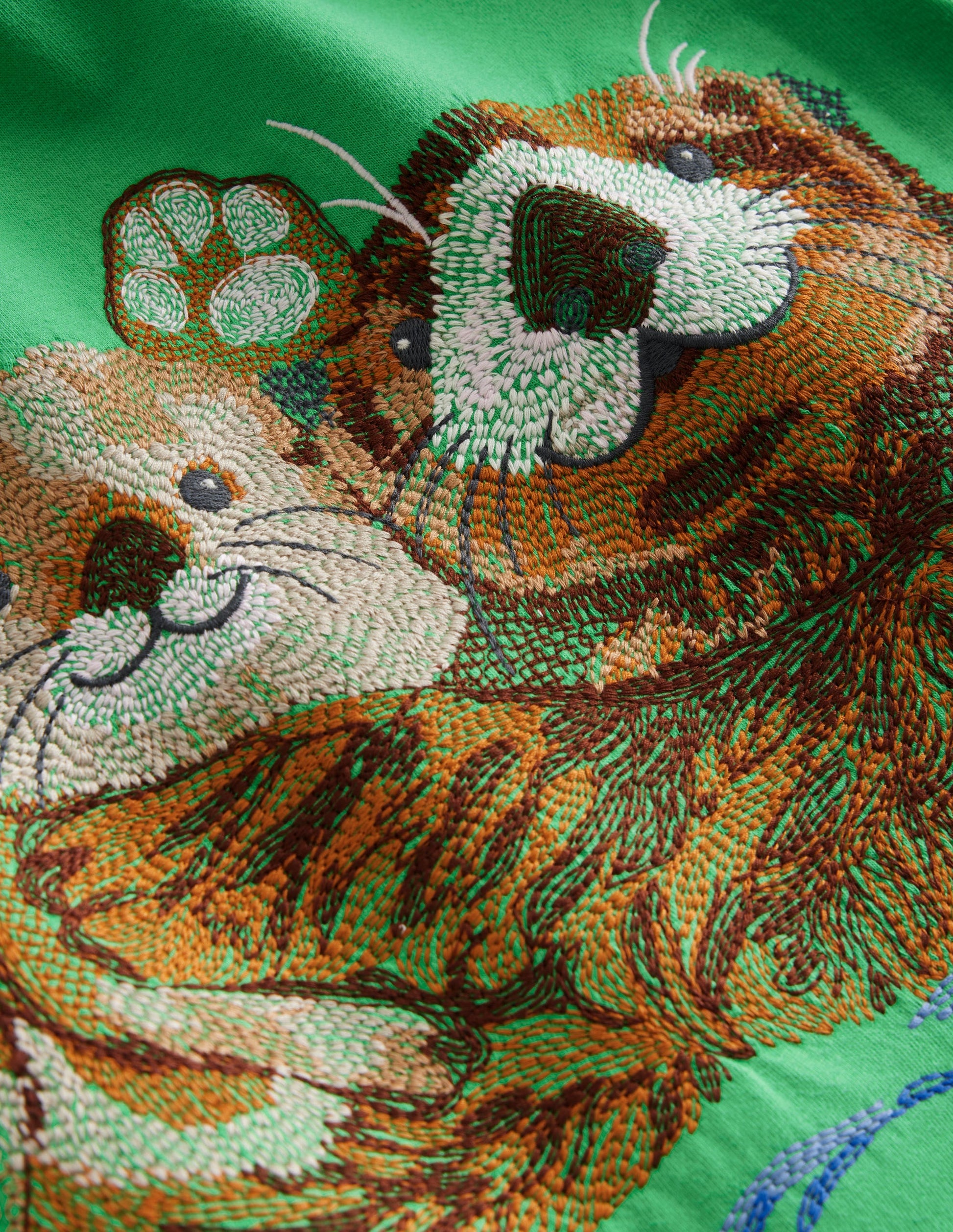 T-shirt animal à super surpiqûres-Loutres vert petit pois-3
