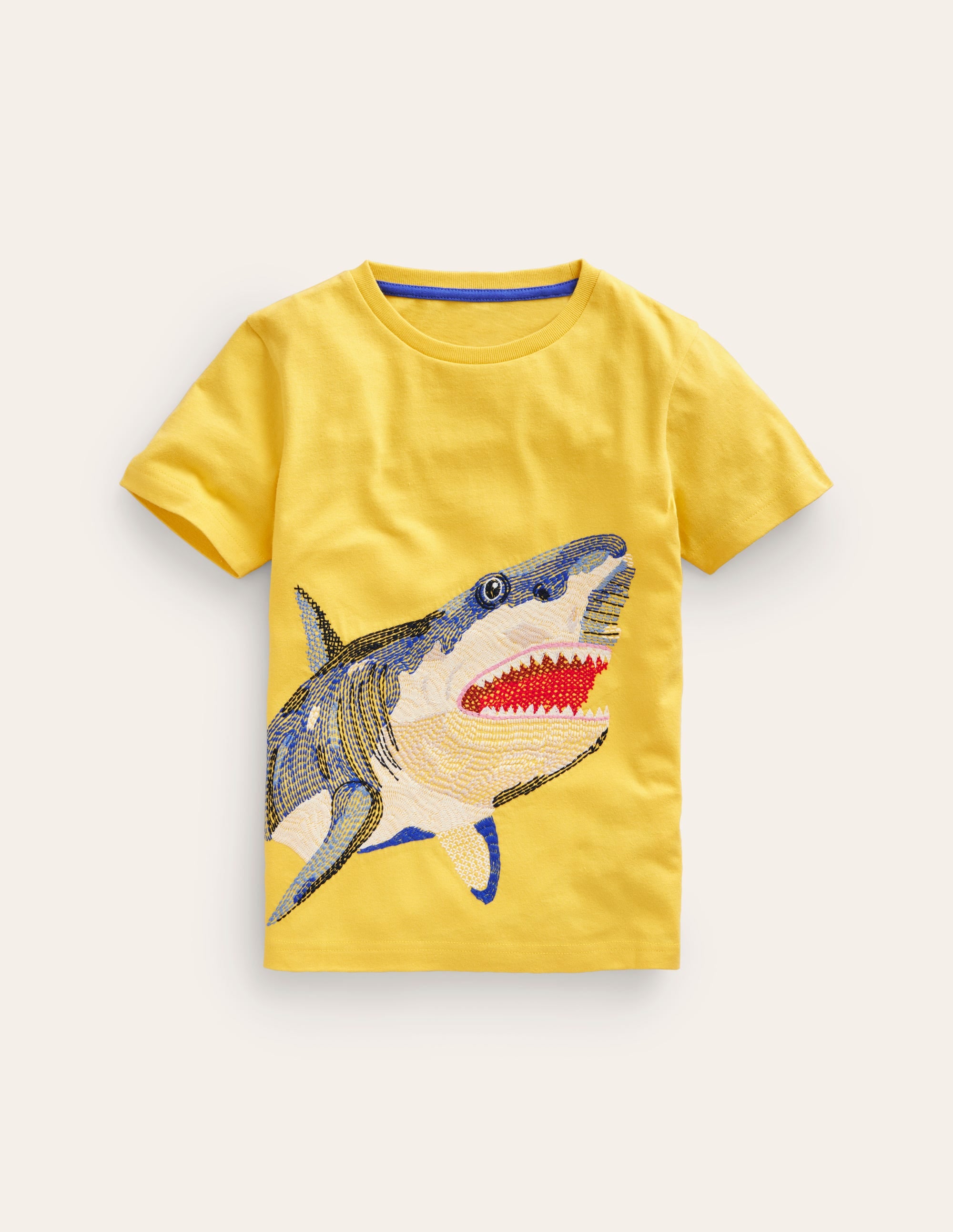 T-shirt animal à super surpiqûres-Requin jaune groseille à maquereau - Image 1