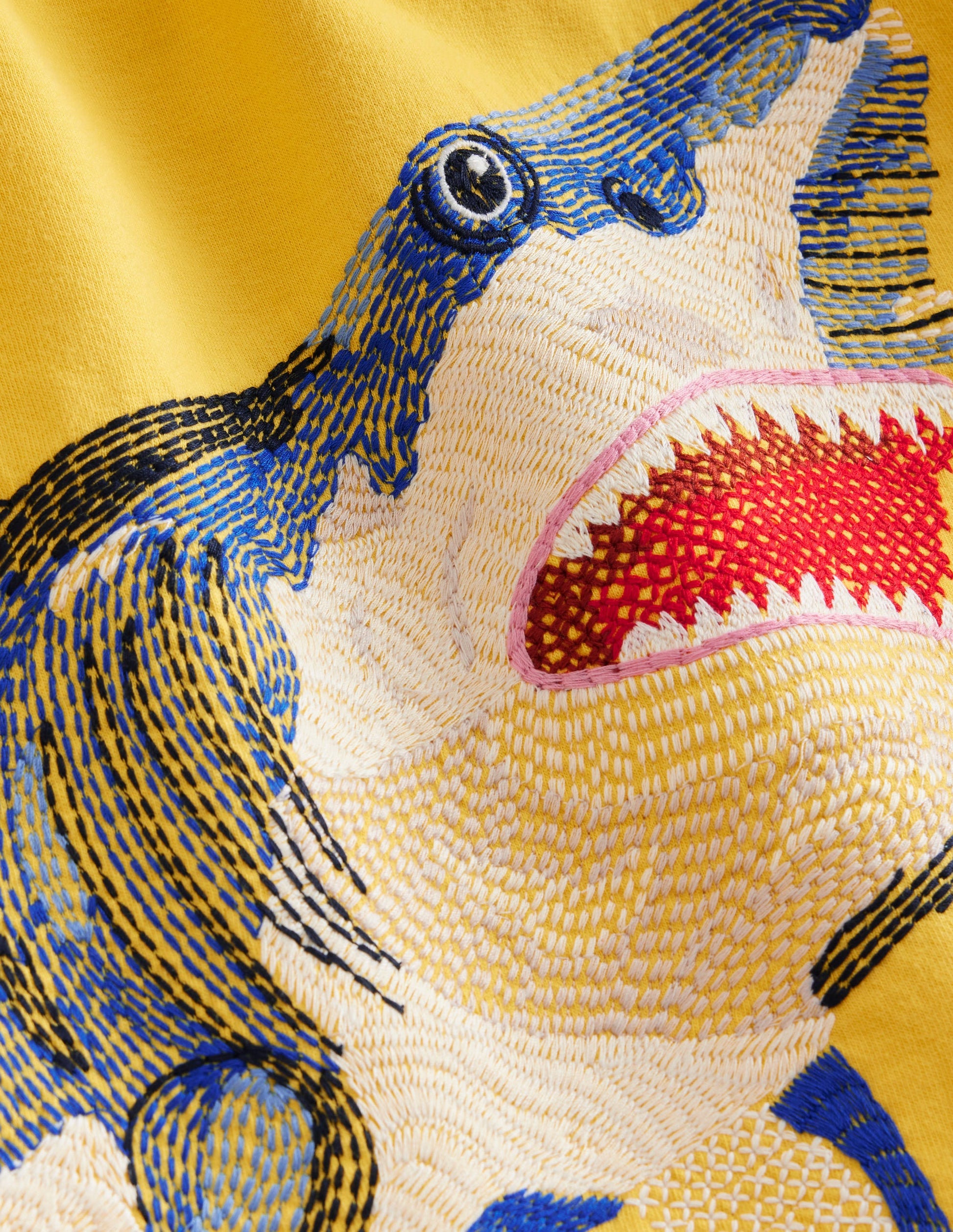 T-shirt animal à super surpiqûres-Requin jaune groseille à maquereau-3