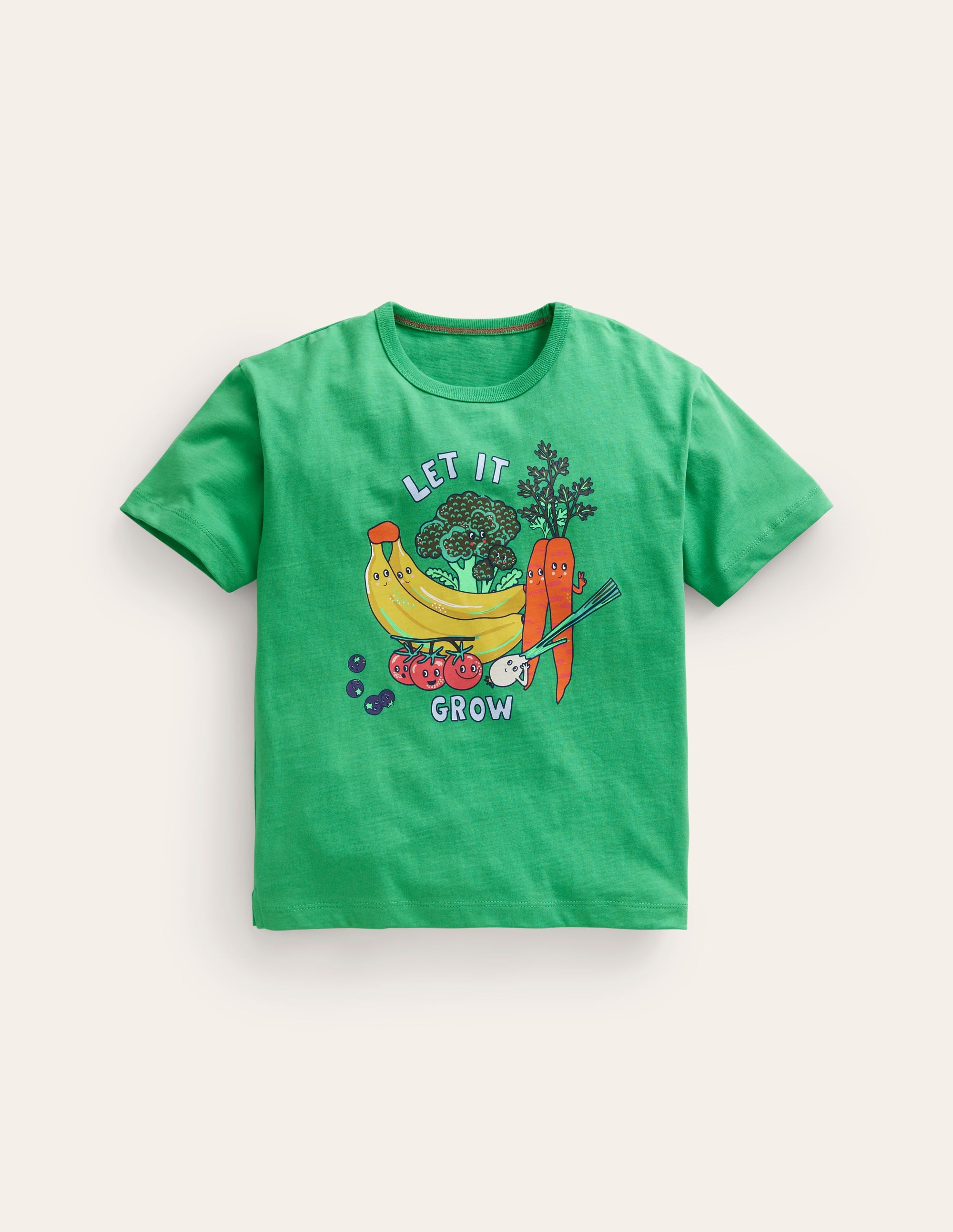 T-shirt décontracté imprimé-Légumes vert petit pois - Image 1