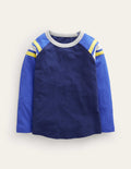 Langärmliges T-Shirt mit Raglanärmeln-Schuluniform-Marineblau/Leuchtendes Blau