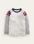 Langärmliges T-Shirt mit Raglanärmeln-Naturweiß/Grau meliert