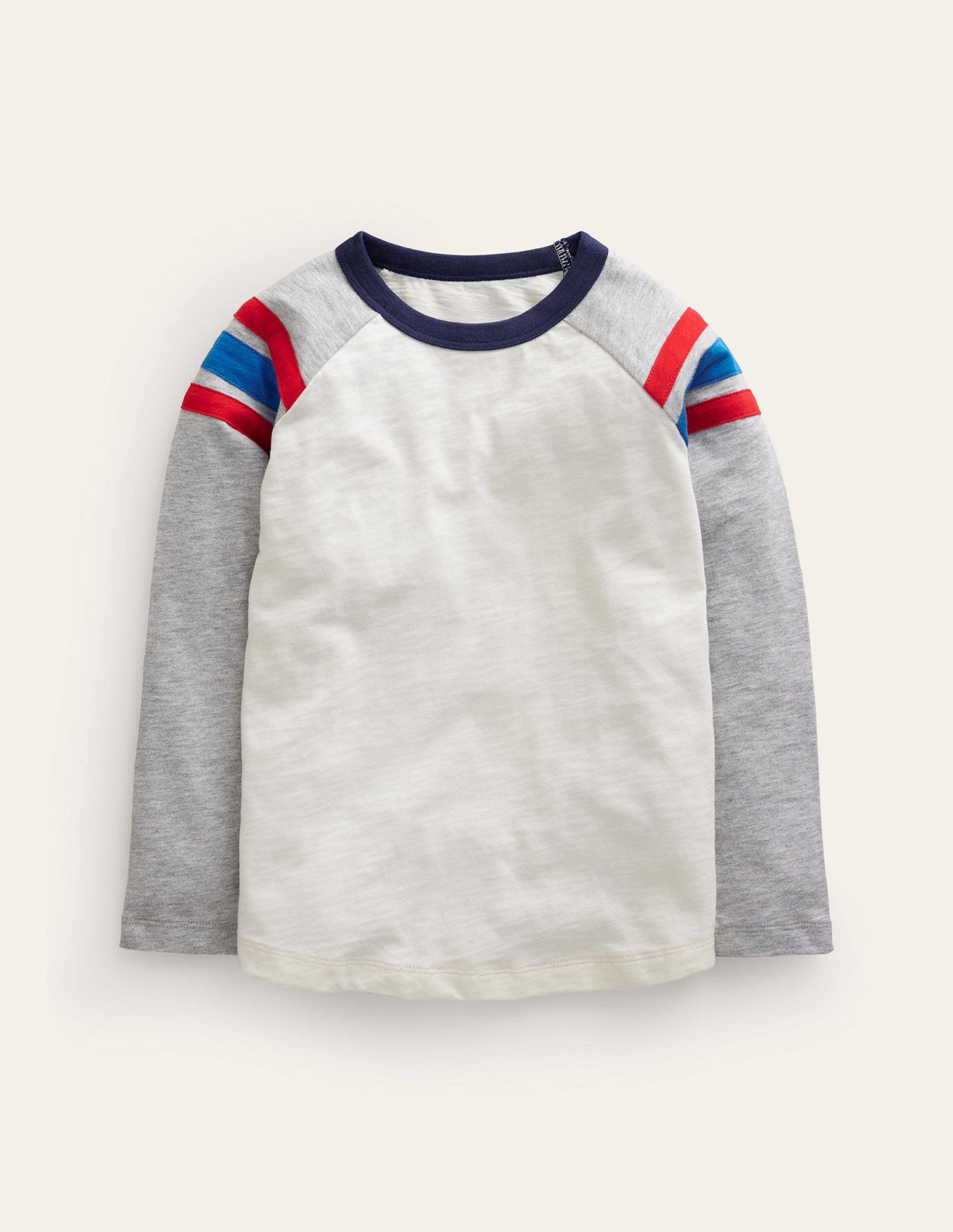 Langärmliges T-Shirt mit Raglanärmeln-Naturweiß/Grau meliert-1