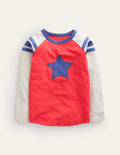 T-shirt à manches longues raglan-Étoile rouge confiture/avoine chiné