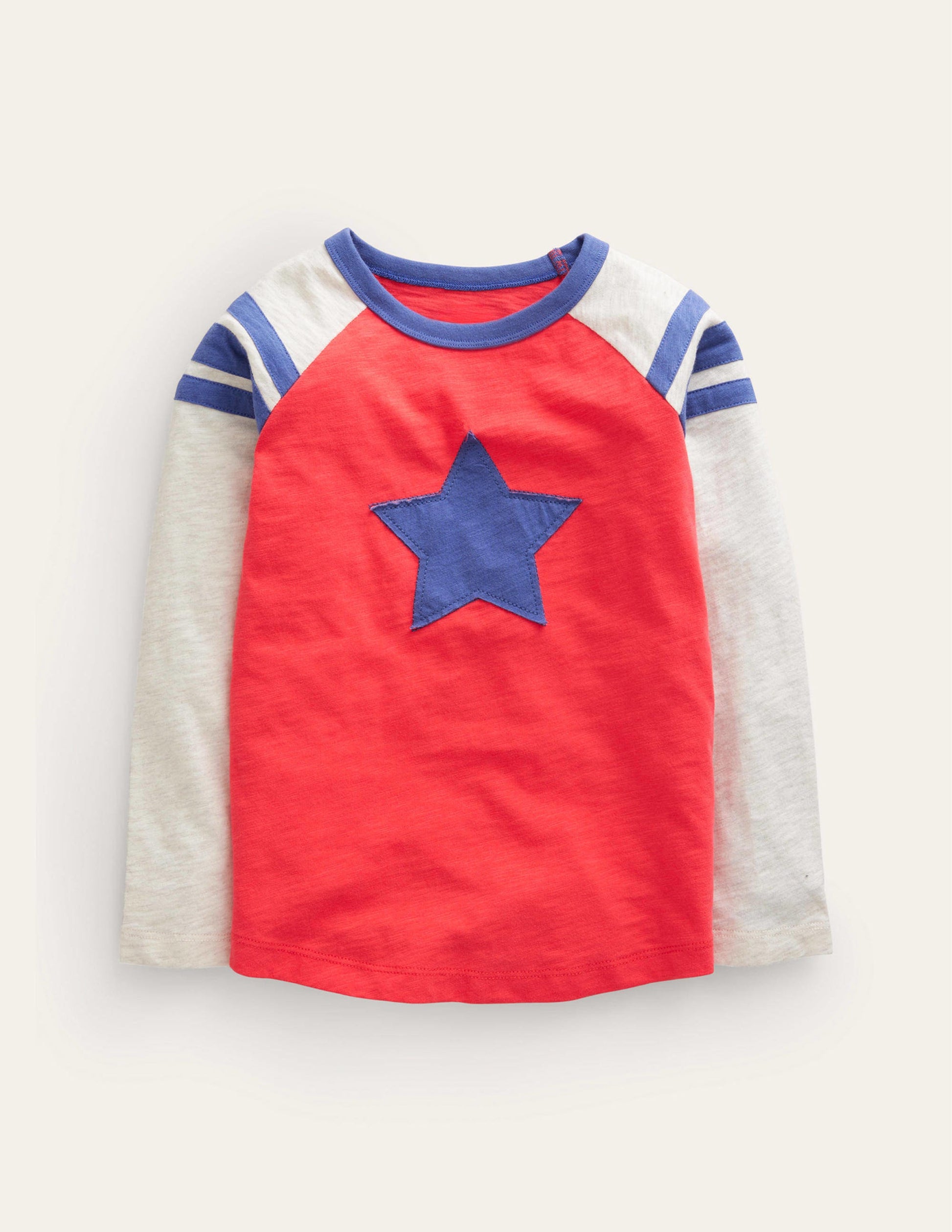 T-shirt à manches longues raglan-Étoile rouge confiture/avoine chiné-1