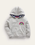 Sweat à capuche à appliqué arc-en-ciel-Arc-en-ciel argenté chiné