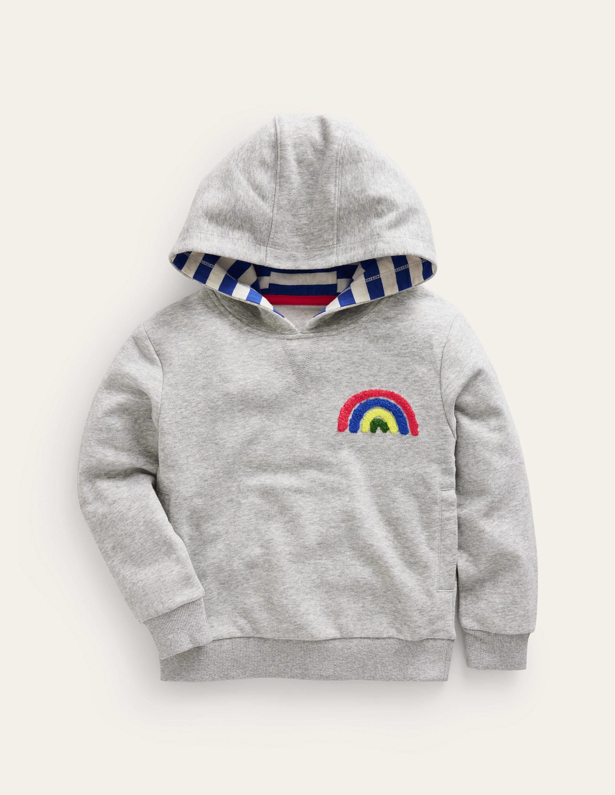 Sweat à capuche à appliqué arc-en-ciel-Arc-en-ciel argenté chiné - Image 1