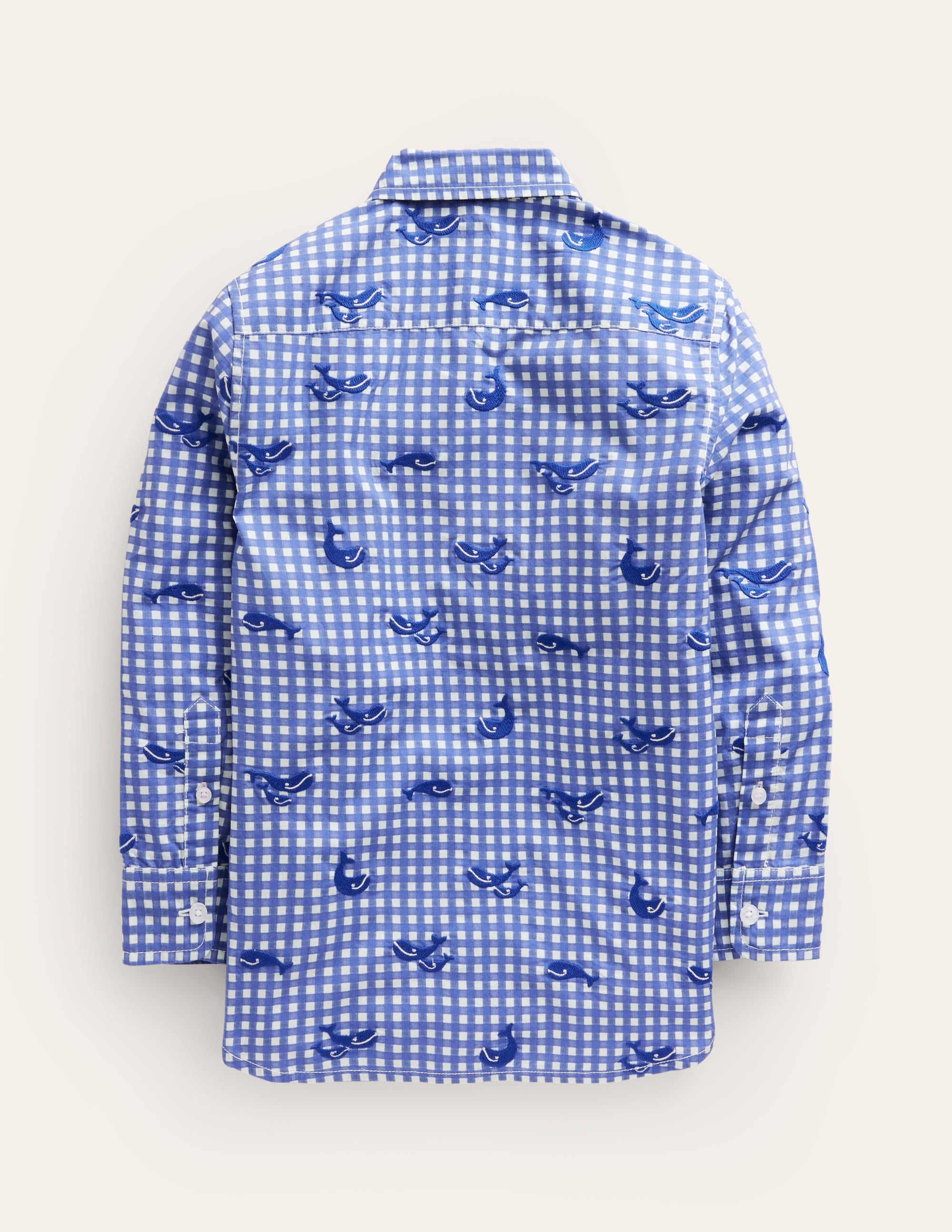 Chemise brodée motif baleine-Broderie baleine bleu saphir - Image 2