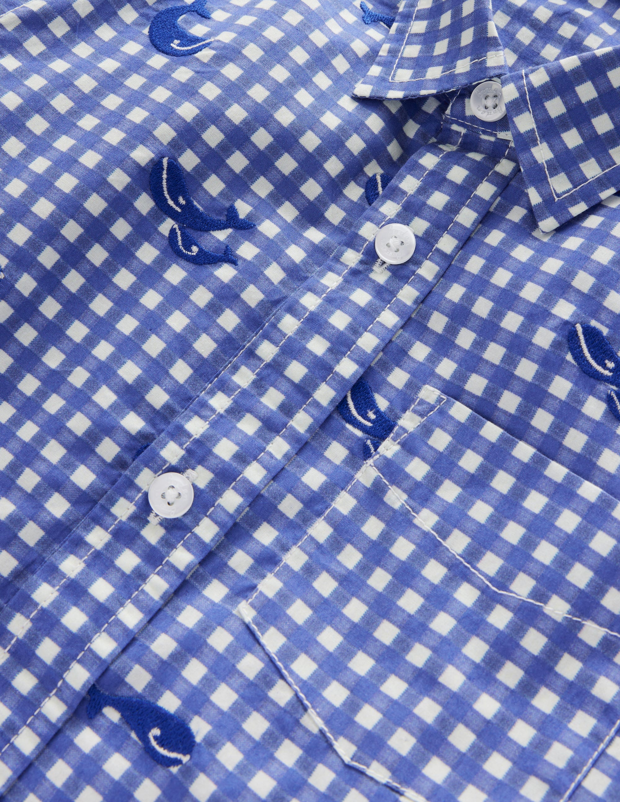 Chemise brodée motif baleine-Broderie baleine bleu saphir - Image 3