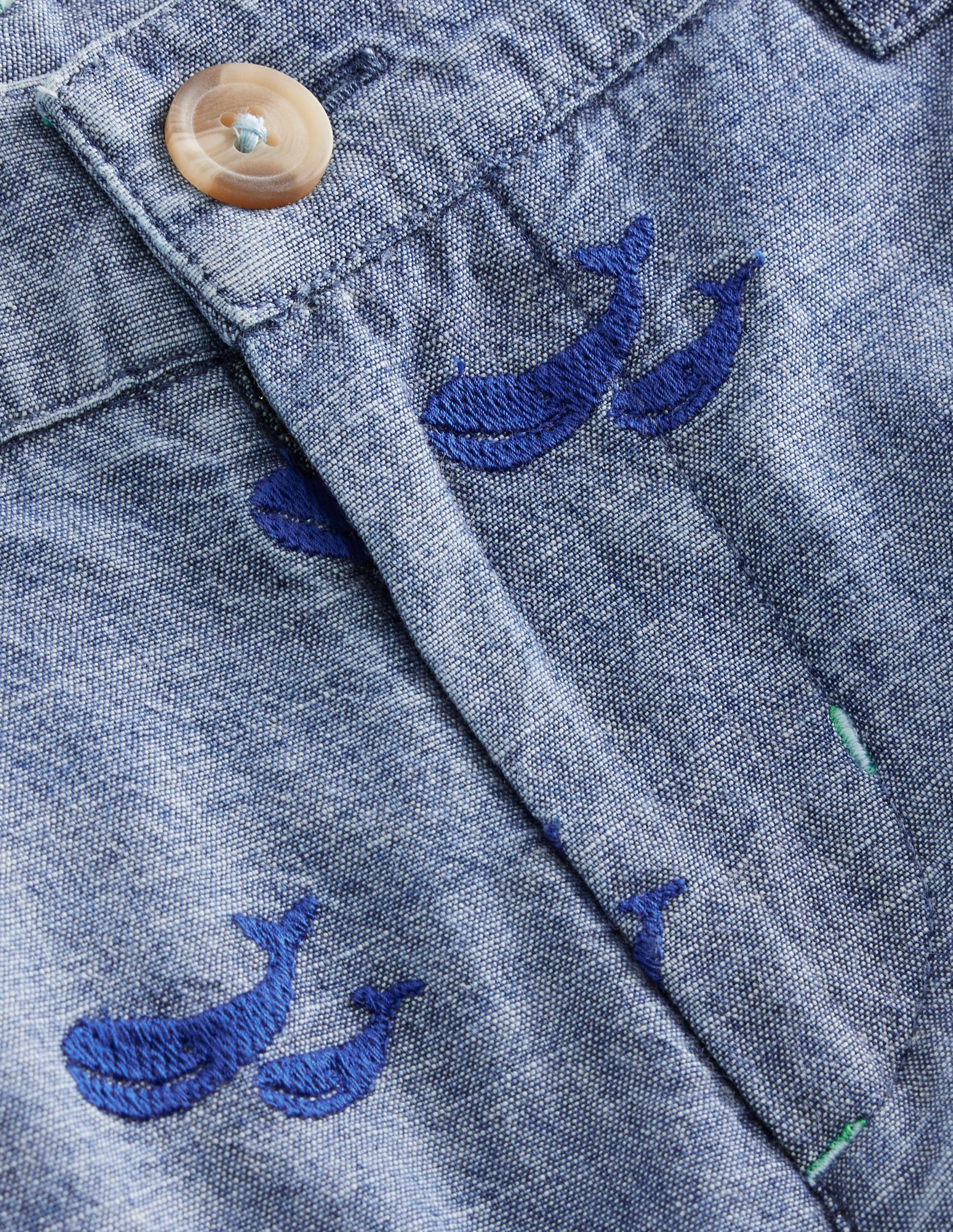 Embroidered Chino Shorts-Chambray Whale Embroidery-3