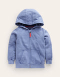 Sweat à capuche zippé teint en pièce-Bleu poudré