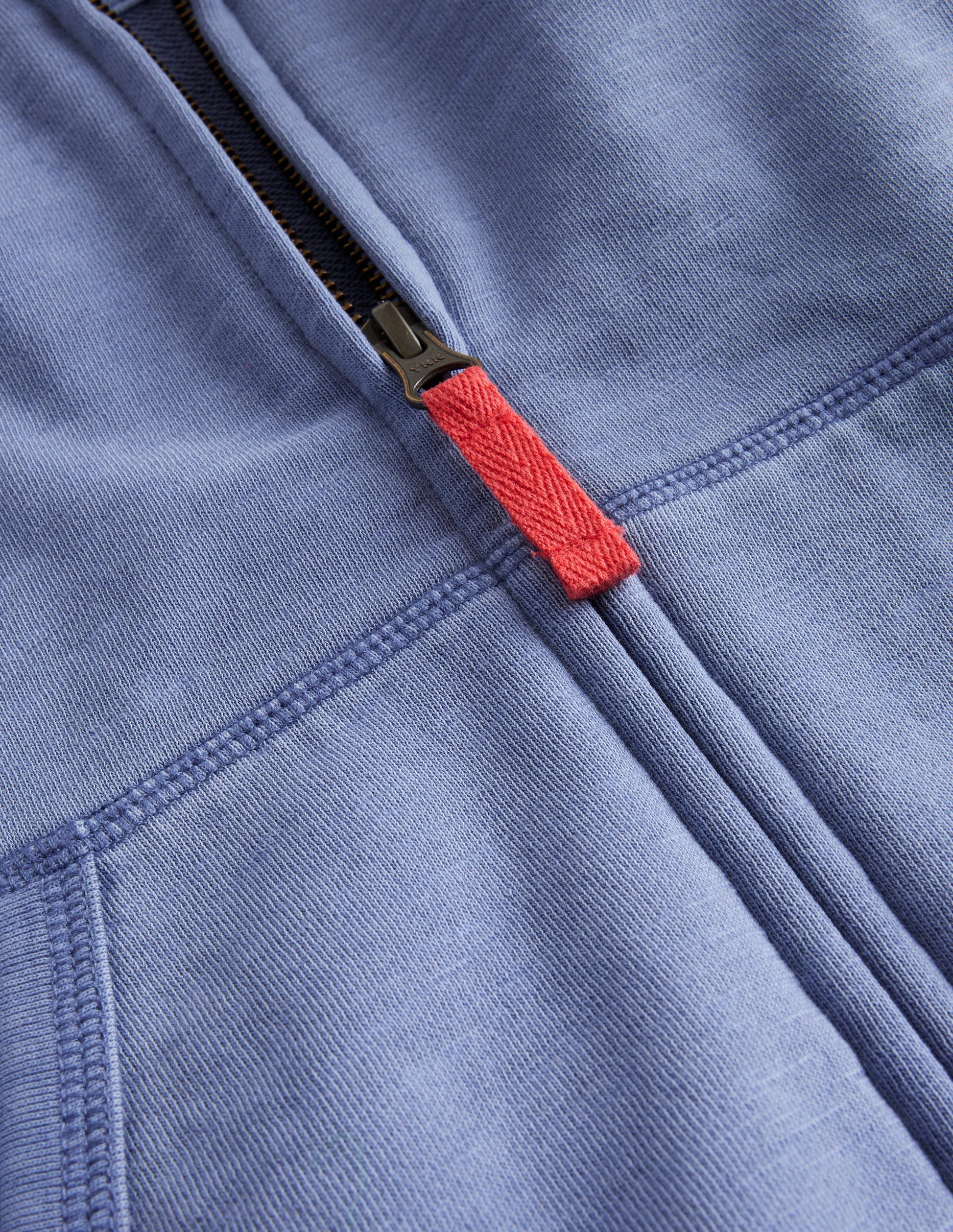 Sweat à capuche zippé teint en pièce-Bleu poudré-3