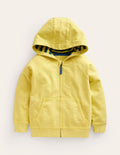Sweat à capuche zippé teint en pièce-Jaune zeste