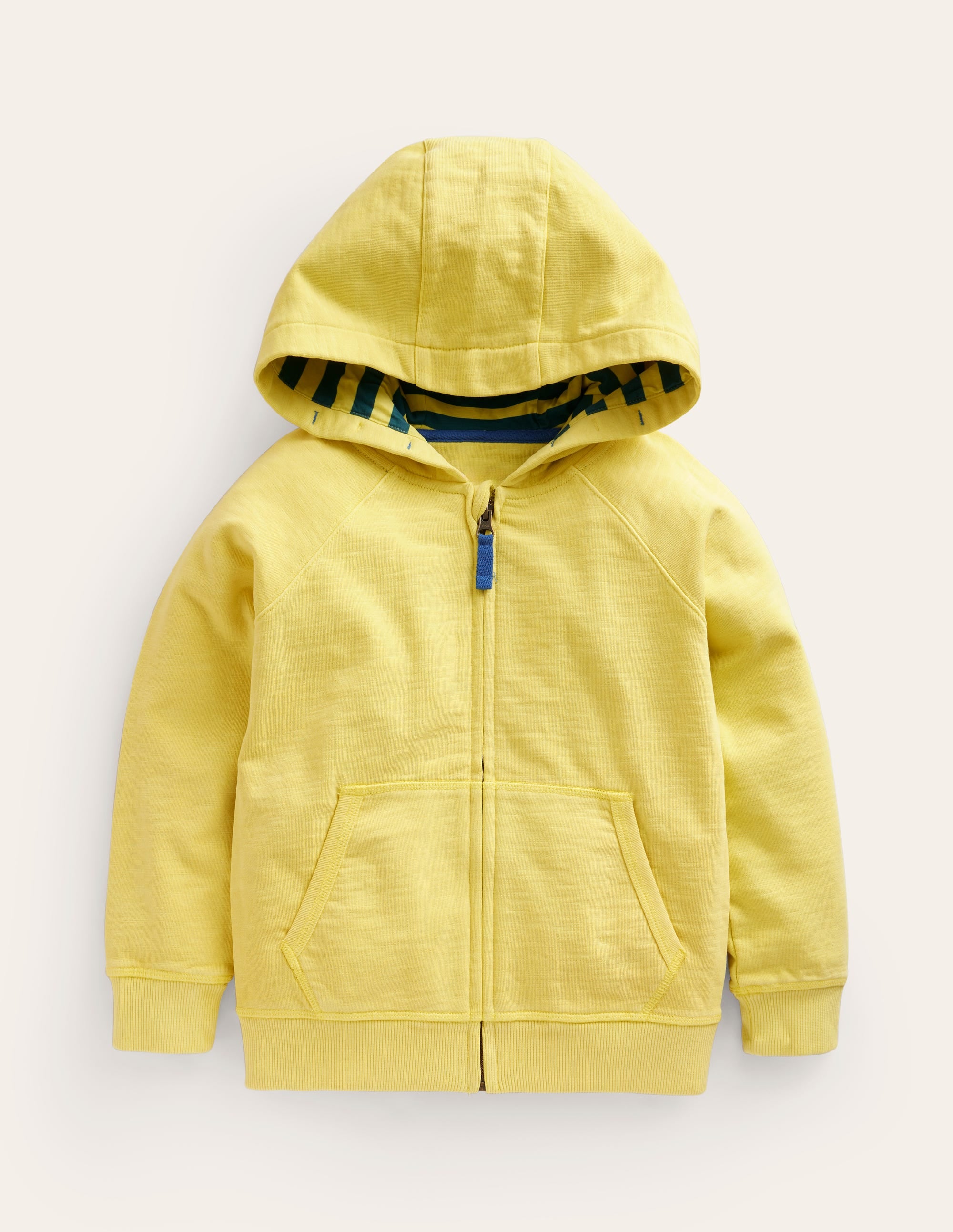 Sweat à capuche zippé teint en pièce-Jaune zeste - Image 1