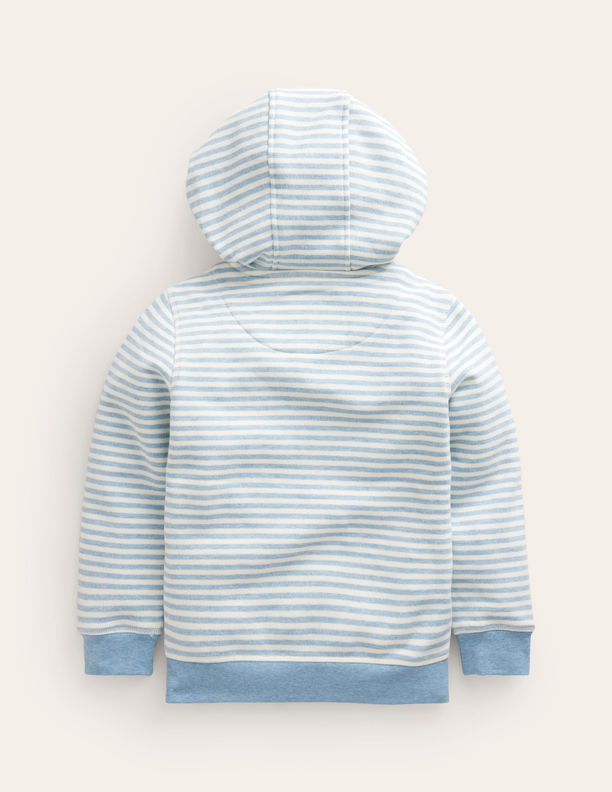 Texturierter Hoodie mit Streifen-Enteneiblau/Naturweiß - Image 2