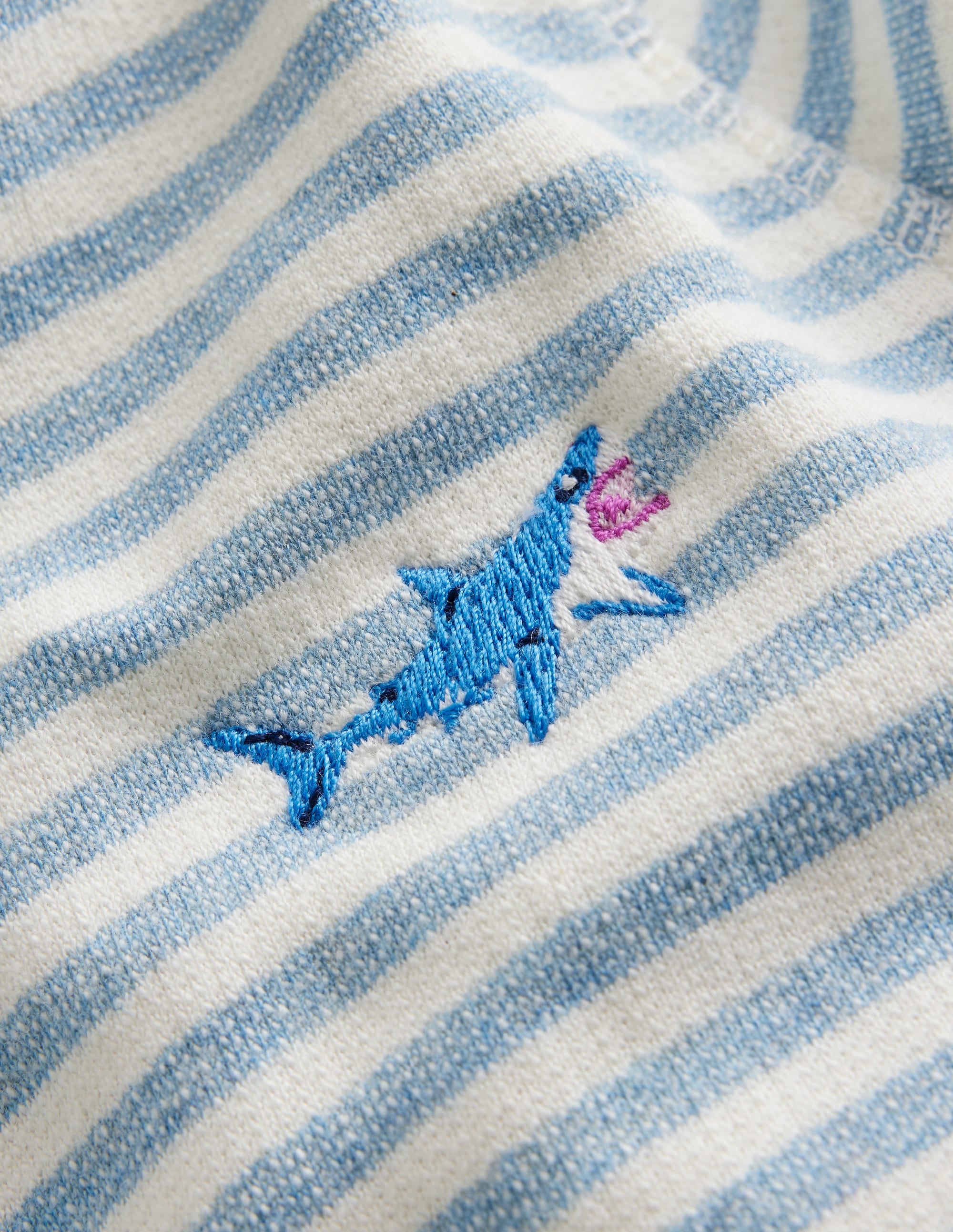 Texturierter Hoodie mit Streifen-Enteneiblau/Naturweiß - Image 3