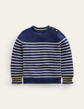 Maritimer Pullover mit Streifen-Saphirblau und Naturweiß gestreift