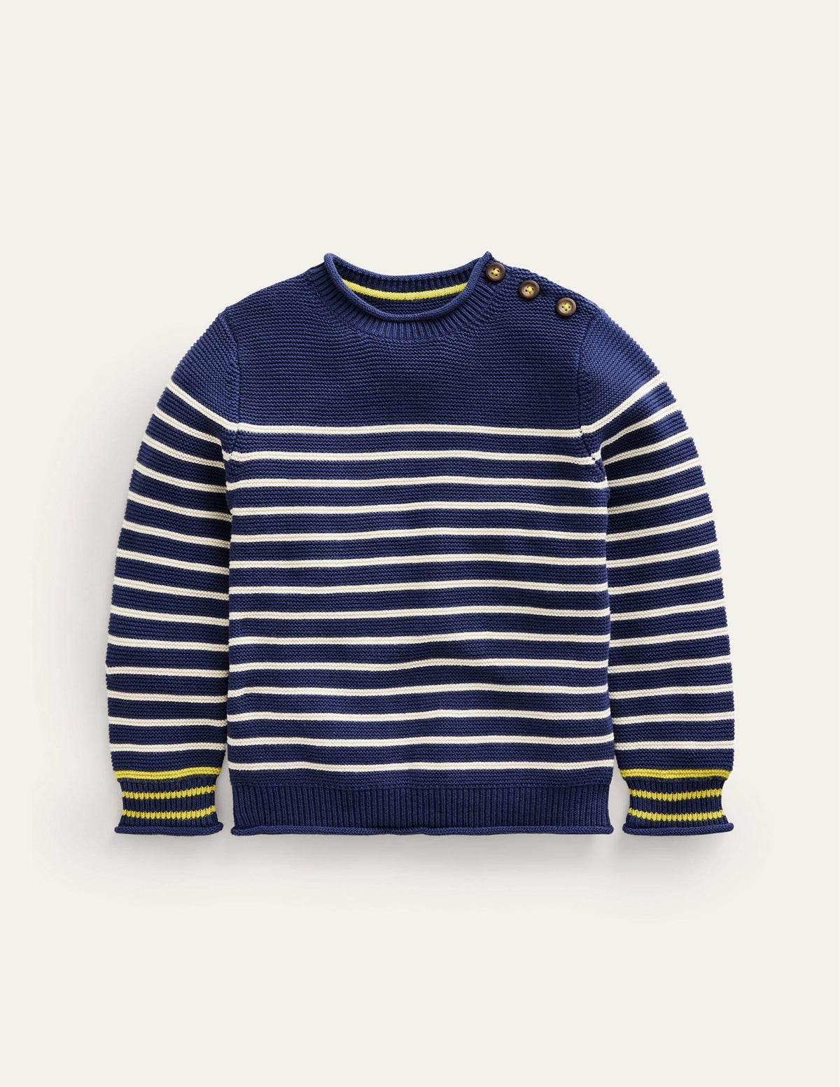 Maritimer Pullover mit Streifen-Saphirblau und Naturweiß gestreift - Image 1