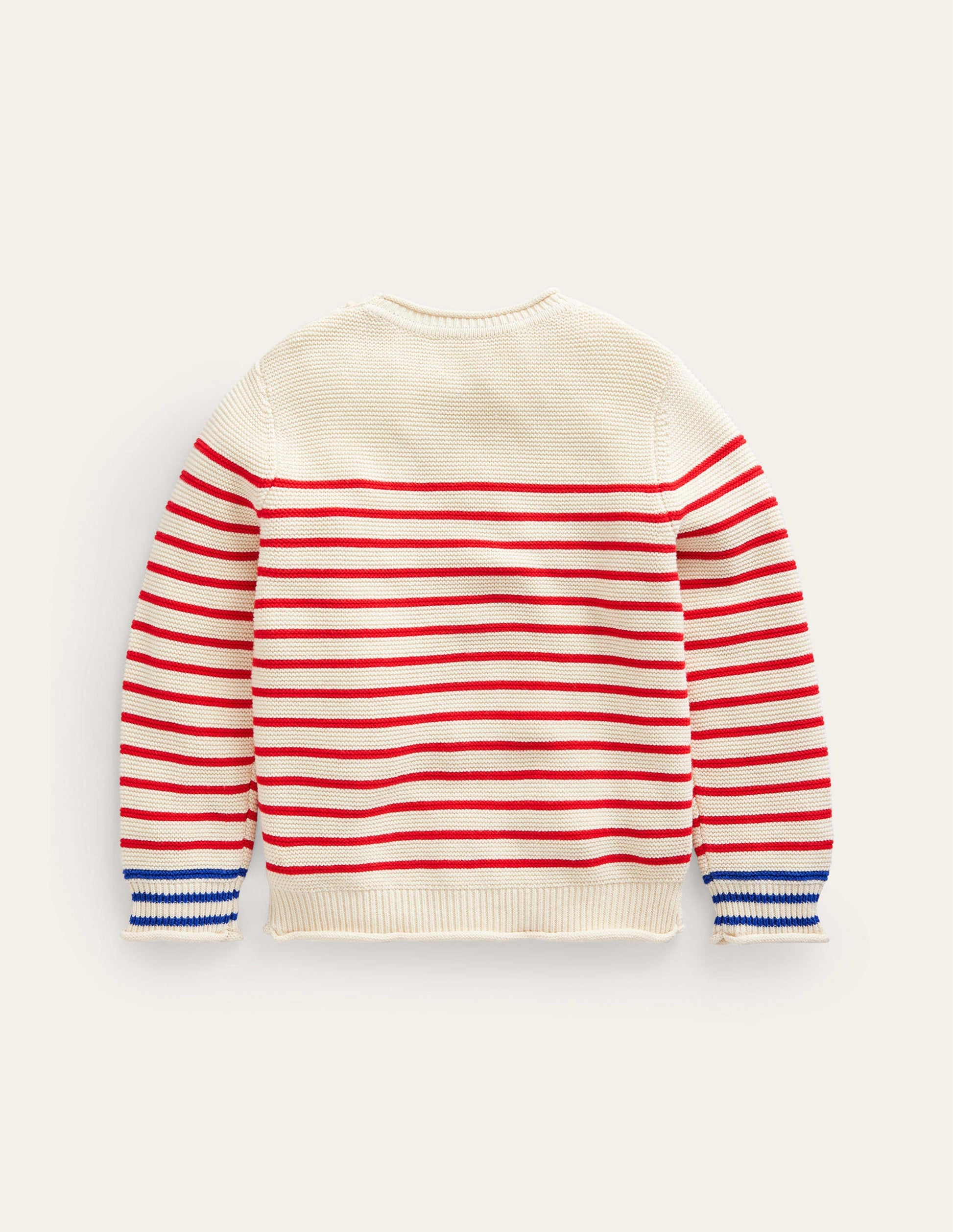 Nautical Stripe Jumper-Ecru Marl and Jam Red Stripe-2