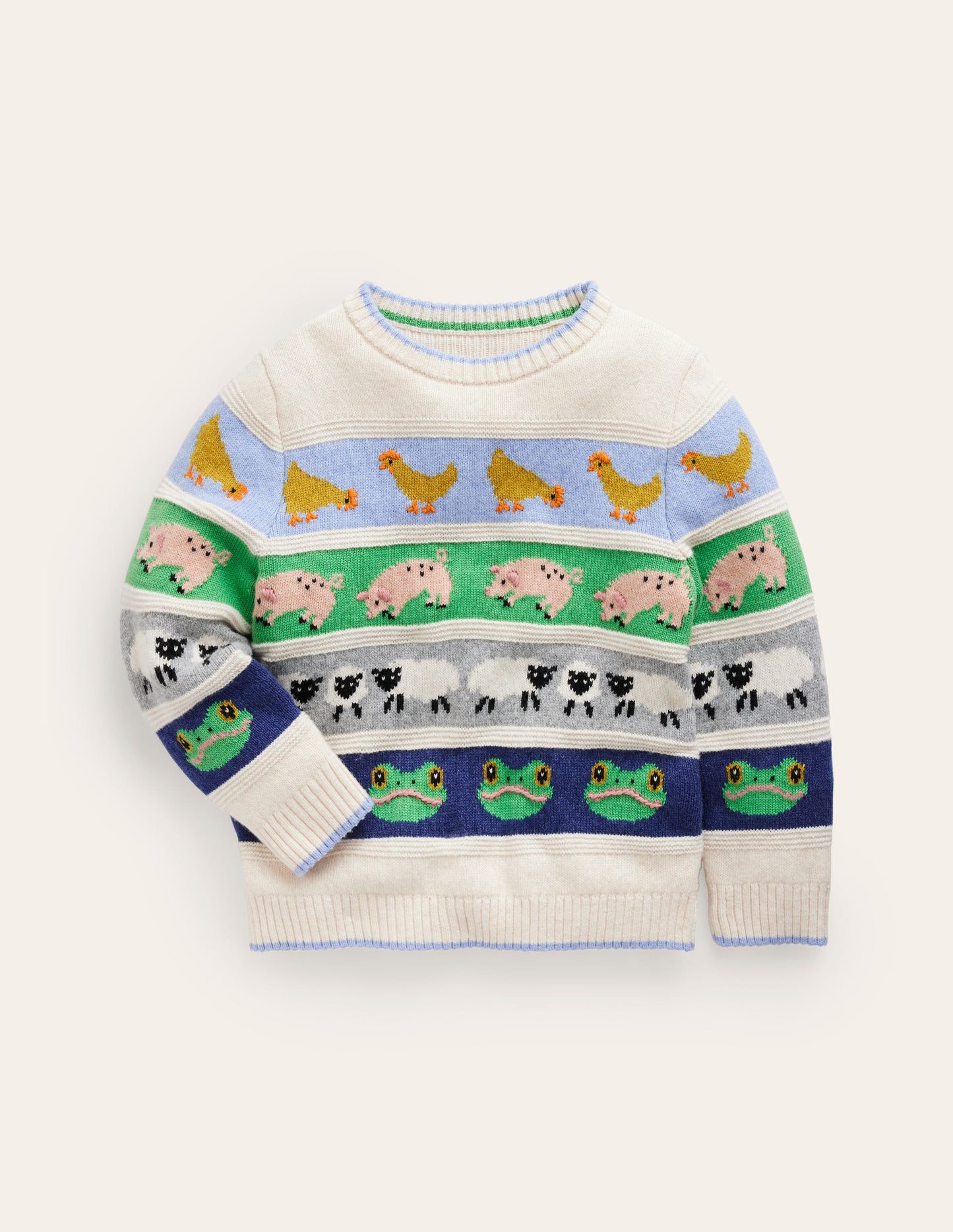 Durchgehender Fair-Isle-Pullover-Ostern Farmtiere