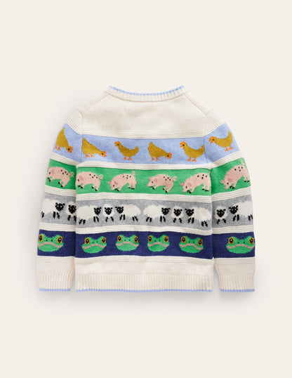 Durchgehender Fair-Isle-Pullover-Ostern Farmtiere