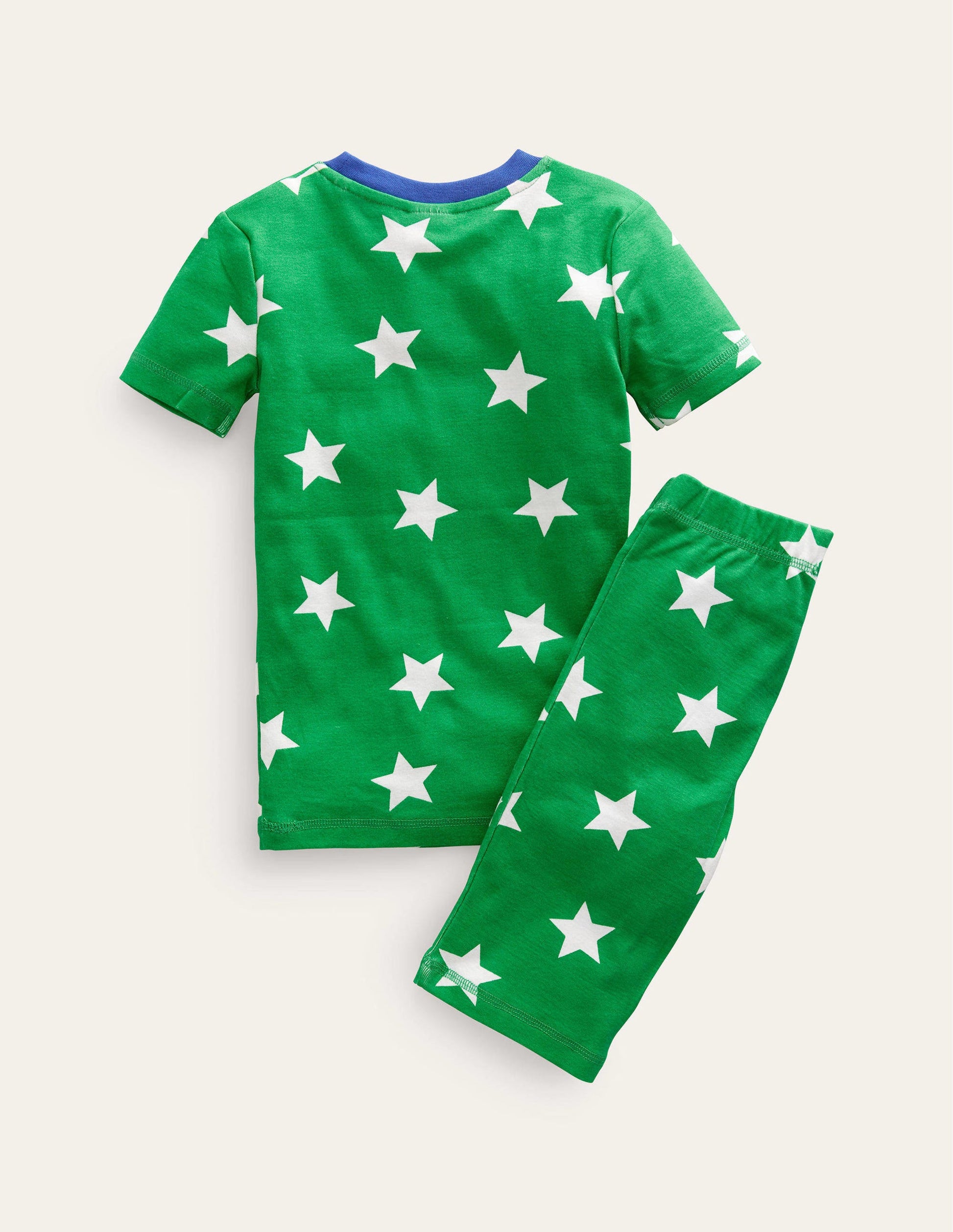 Pyjama court douillet-Étoile vert/écru-2