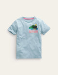 T-shirt à imprimé recto verso-Bleu myosotis