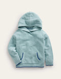 Gestrickter Kapuzenpullover-Aqua Meeresblau