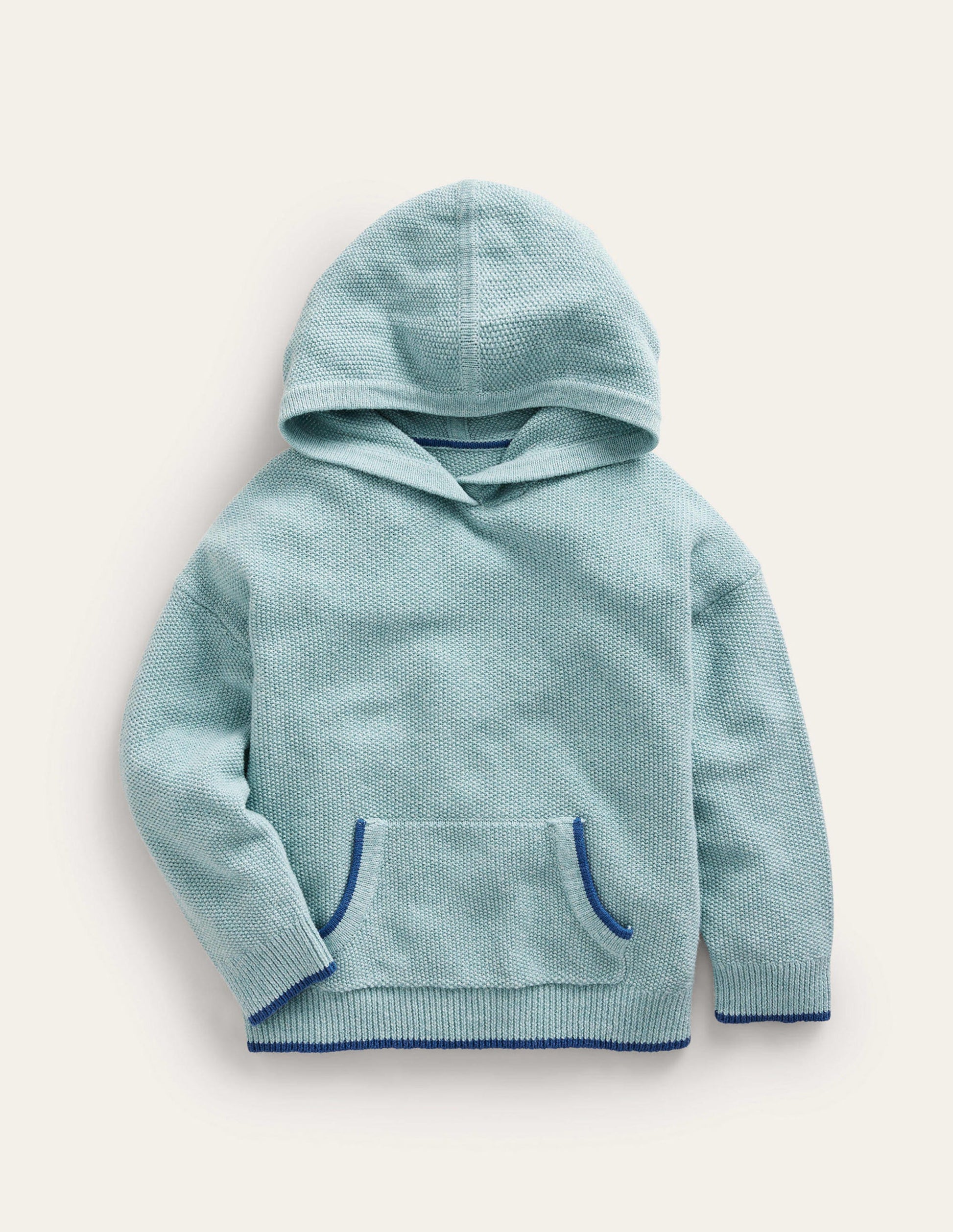Gestrickter Kapuzenpullover-Aqua Meeresblau-1