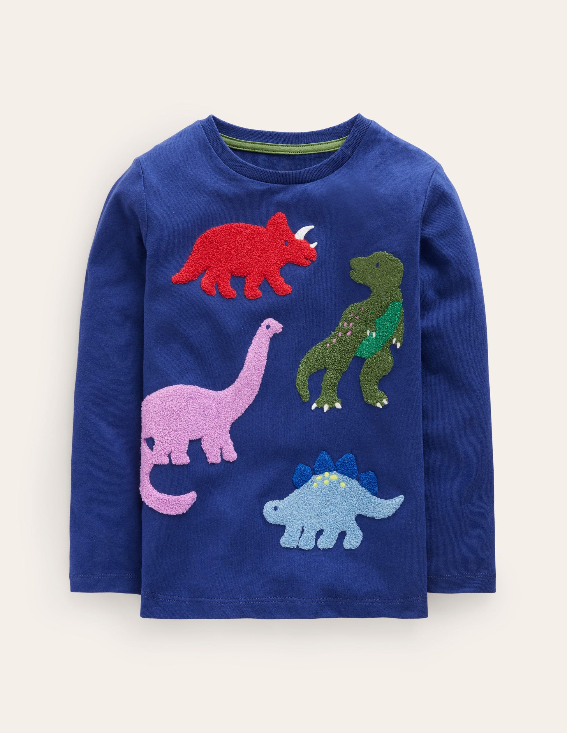 Bouclé-T-Shirt Dinosaurier-Segelblau-1
