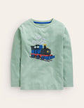 T-shirt point de croix en coton-Pistache