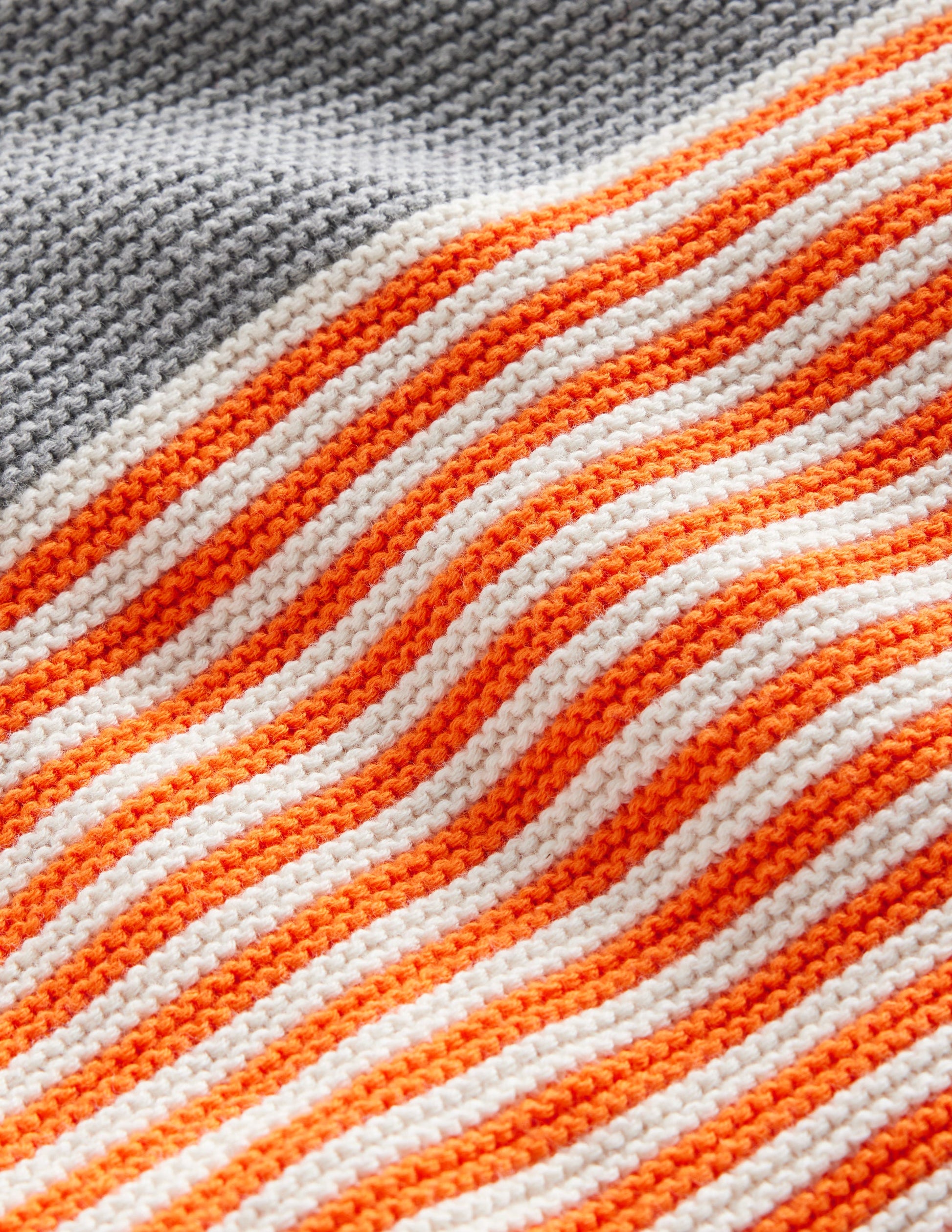 Pull en coton rayé pour tous les jours-Orange terre cuite et écru chiné-3