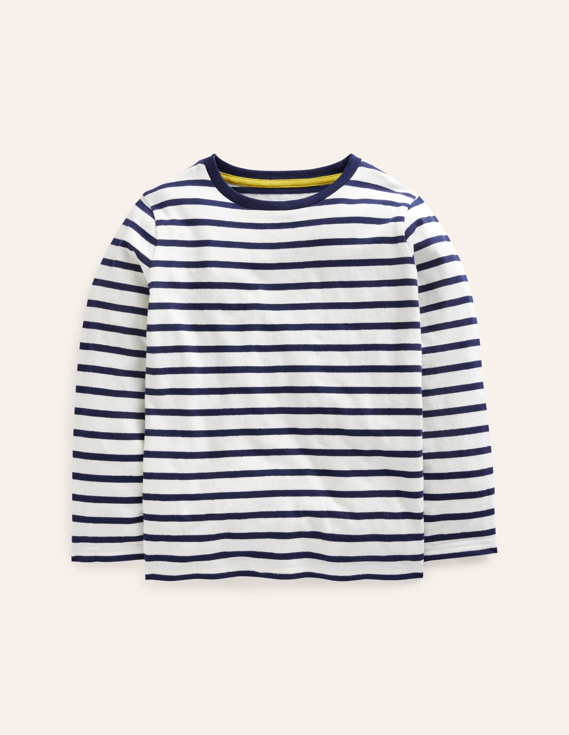 Breton-T-Shirt für den Alltag-Naturweiß/ Schuluniform-Marineblau-1