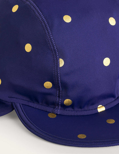 Printed Sun-Safe Swim Hat-Navy Foil Spot