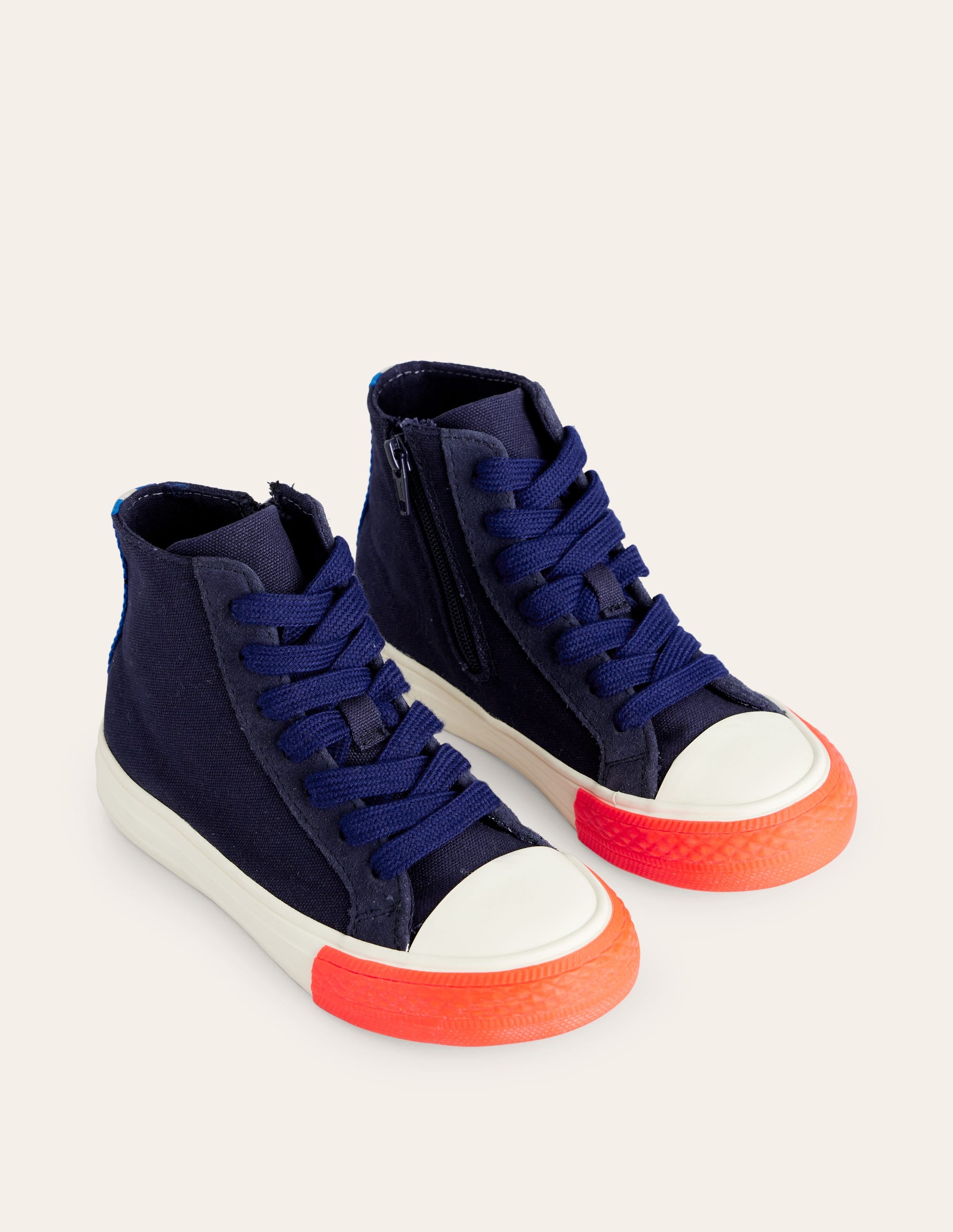 Hochgeschnittene Canvas-Sneaker mit Kontrastdetails-Marineblau Blau - Image 2