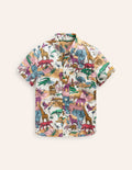 Chemise en coton et lin-Scène savane multi